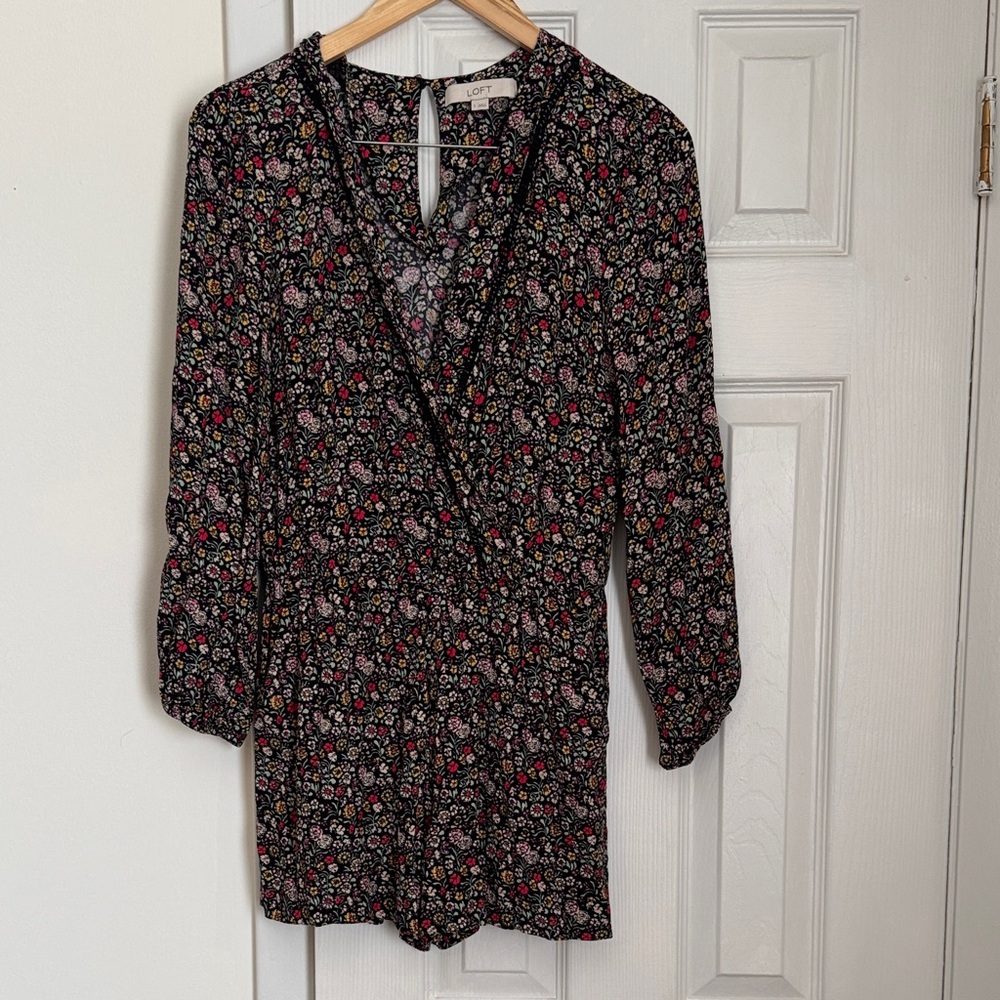 LOFT Black Floral Dress